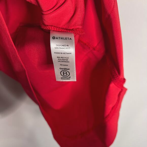 Athleta 12 Hibiscus Red Sutton Romper V Neck Cinch Waist Pockets Short Sleeve - Picture 8 of 10